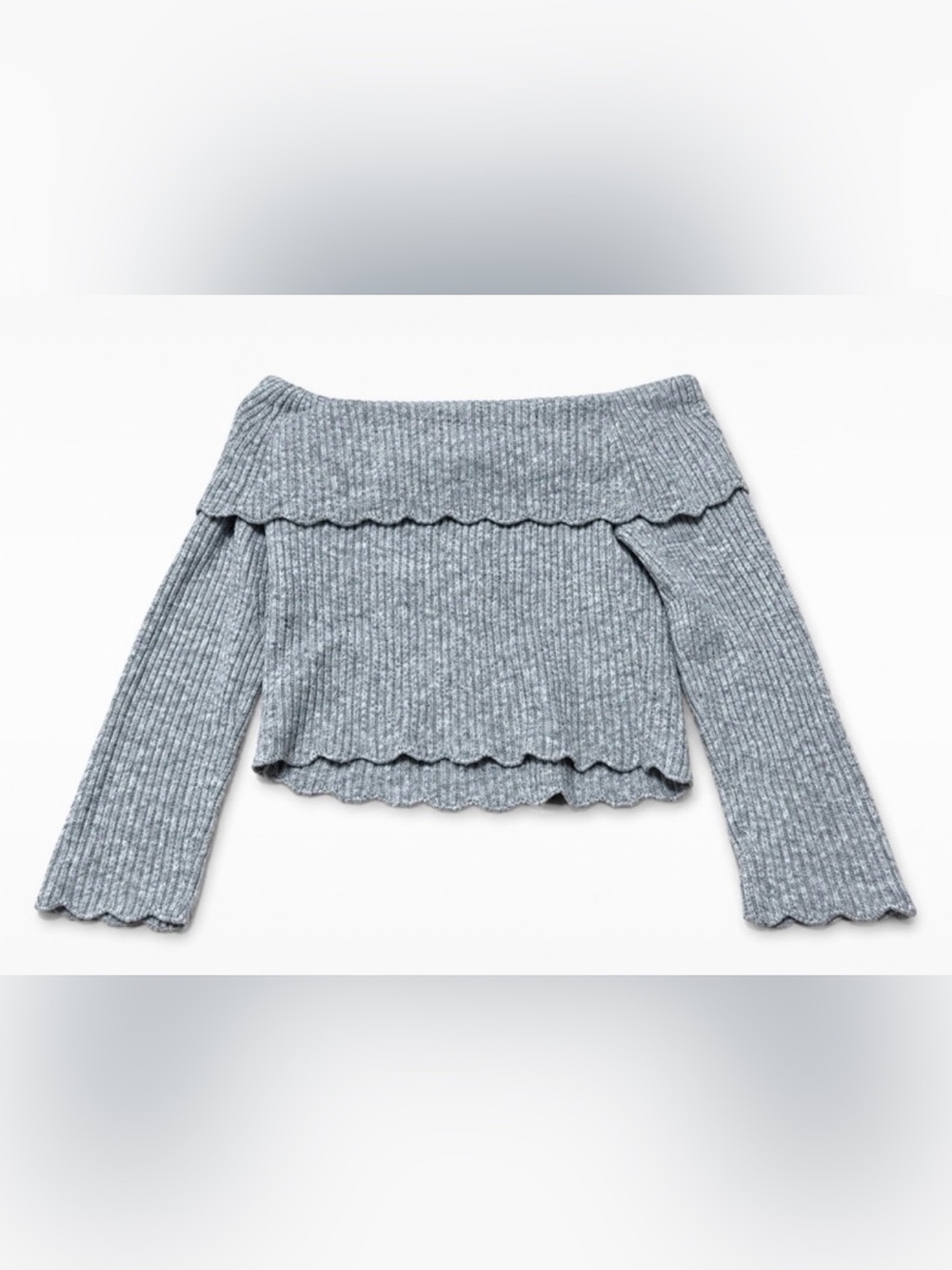 Celebrity Pink Gray Off-Shoulder Cropped Sweater Size Medium